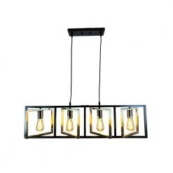 Itzae 4-Light Black Island Pendant Light with Brass Squares by EQLight