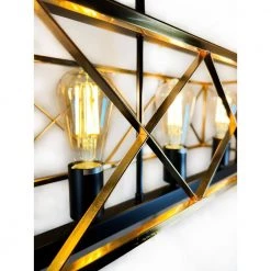 Akbal 5-light Black Island Pendant Light with Brass Cage by EQLight -Home Lights Store black eqlight chandeliers eq21 ki bg16 44 1000