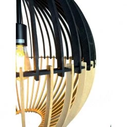 Balam 1-Light Black and Bamboo Globe Pendant by EQLight -Home Lights Store black eqlight chandeliers eq21 p bg09 4f 1000