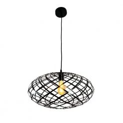 Ikal 1-Light Geometric Black Cage Pendant by EQLight