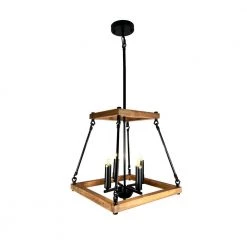 Noil 4-Light Black and Wood Chandelier by EQLight