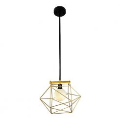 Yumil 1-Light Black Geometric Pendant with Frosted Glass Globe by EQLight