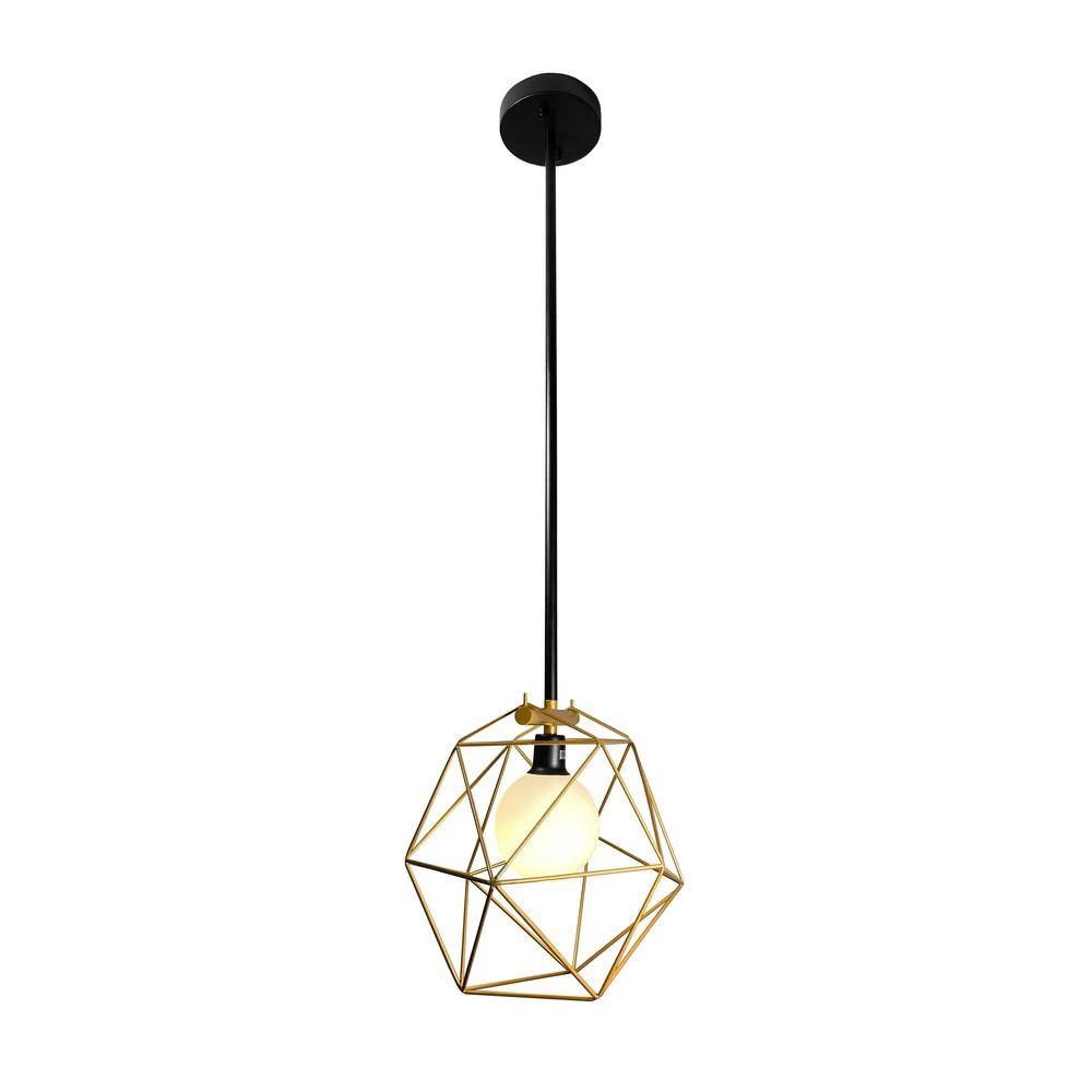 Yumil 1-Light Black Geometric Pendant with Frosted Glass Globe by EQLight 4 Yumil 1-Light Black Geometric Pendant with Frosted Glass Globe by EQLight - Image 2