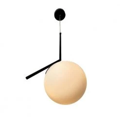 Mid Century 1-Light Black Pendant with White Glass Shade by EQLight 7 Mid Century 1-Light Black Pendant with White Glass Shade by EQLight -Home Lights Store black eqlight chandeliers eqmcpk01 4f 1000