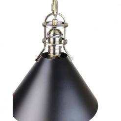 Zulia 1-Light Black and Brass Cone Pendant with Brass Chain by EQLight -Home Lights Store black eqlight chandeliers eqpbbc10 4f 1000