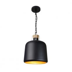 Yuritzi 1-Light Black Bell Pendant with Gold Color Inside by EQLight