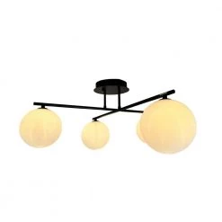Kinich 12 in. 4-Light Black Semi-Flush Mount with White Glass Shades by EQLight -Home Lights Store black eqlight flush mount lights eq21 c mck05 1f 1000