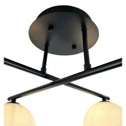 Kinich 12 in. 4-Light Black Semi-Flush Mount with White Glass Shades by EQLight -Home Lights Store black eqlight flush mount lights eq21 c mck05 4f 1000