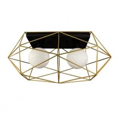 Yumil 19 in. 2-Light Black Semi-Flush Mount with Gold elements by EQLight