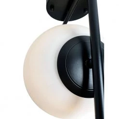 Mid Century 1-Light Black Wall Sconce with Glass Globe Shade by EQLight -Home Lights Store black eqlight vanity lighting eqmcwk02 1f 1000