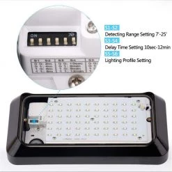 12-Watt Radar-Motion Activated Pure White Integrated LED Wall or Ceiling Surface Mount Flood Light by eSenLite -Home Lights Store black esenlite flush mount lights ee112wmc bp 44 1000