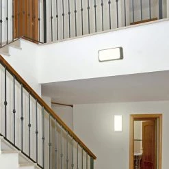 12-Watt Radar-Motion Activated Pure White Integrated LED Wall or Ceiling Surface Mount Flood Light by eSenLite -Home Lights Store black esenlite flush mount lights ee112wmc bp 76 1000