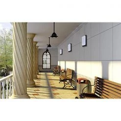 12-Watt Black Integrated LED Sconce Wall or Ceiling Flood Light Dusk to Dawn by eSenLite -Home Lights Store black esenlite wall sconces ee112w bp 66 1000