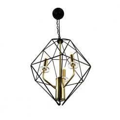 Amaite 3-Light Geometric Brass Cage Chandelier by EQLight -Home Lights Store brass eqlight chandeliers eq21 ch 3gb19 4f 1000