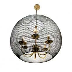 Yamil 6-Light Brass Chandelier with Black Basket Shade by EQLight -Home Lights Store brass eqlight chandeliers eq21 ch 6l01 4f 1000