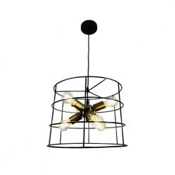 Nicte 6-Light Brass and Black Caged Chandelier by EQLight