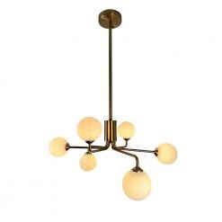 Ootzil 6-Light Brass Chandelier with Glass Globe Shades by EQLight