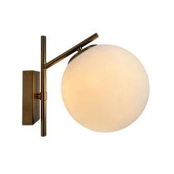 Kinich 1-Light Brass Wall Sconce with White Glass Globe by EQLight