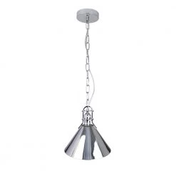 Zulia 1-Light Chrome Cone Pendant with Chrome Chain by EQLight