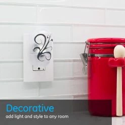 Decorative LED Night Light, Dusk-to-Dawn Sensor, Auto On/Off, Black and White Design by GE -Home Lights Store ge led night lights 11310 1f 1000