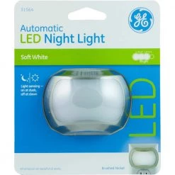 1W Light Sensing Night Light, Brushed Nickel by GE -Home Lights Store ge led night lights 31564 1f 1000