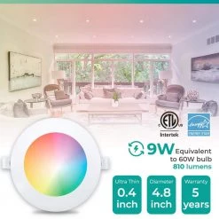 4 in. Wi-Fi Smart Ultra-Thin Recessed Integrated LED Light 9-Watt 810 Lumens Dimmable, Works w/Alexa/Google, Wet Rated by InfiBrite -Home Lights Store infibrite recessed lighting kits 001 1 9w hl 40 1000