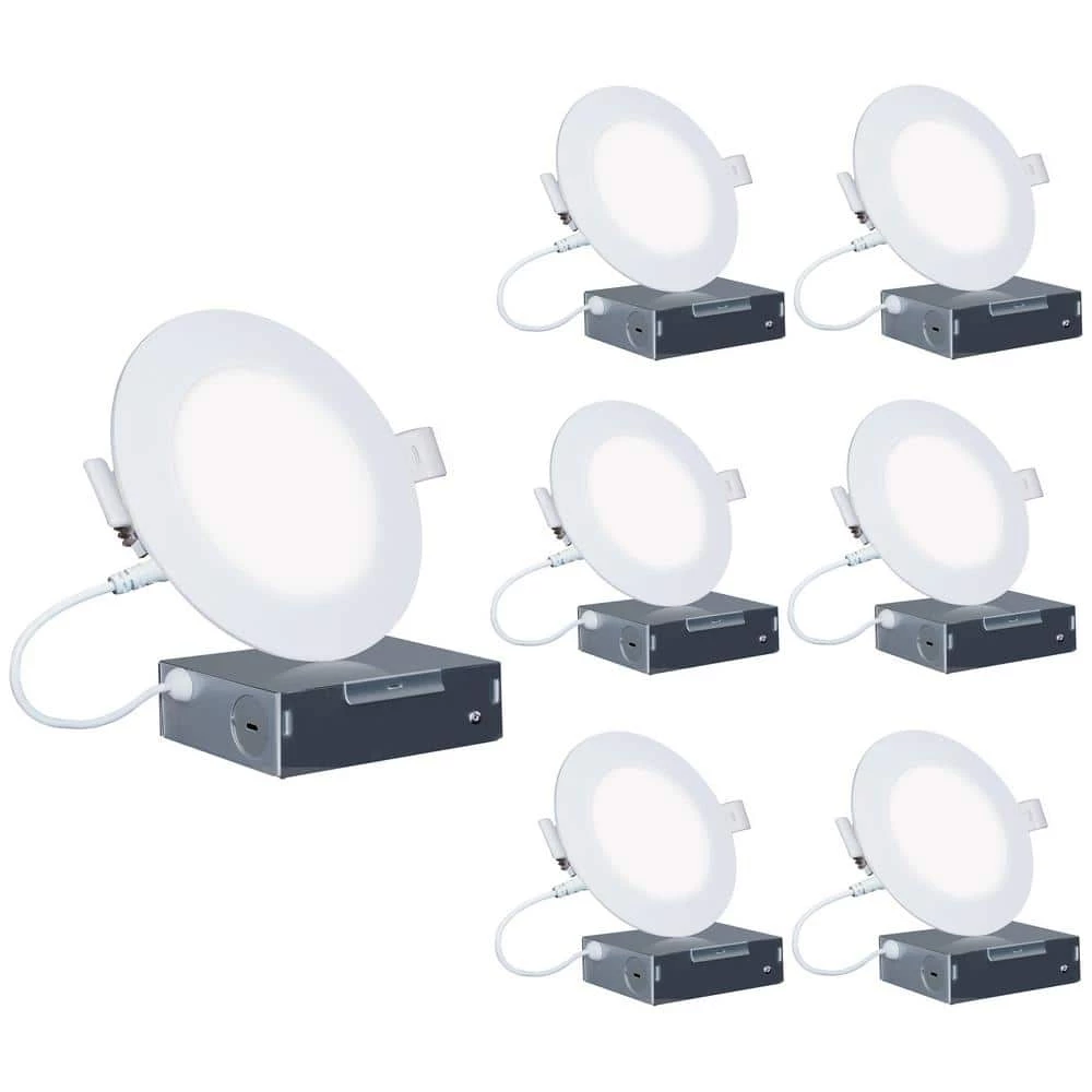 4 in. Canless 2700K Soft White 9W 750 Lumens Thin New Construction Integrated LED Recessed Light Kit Wet Rated (6-Pack) by InfiBrite 3 4 in. Canless 2700K Soft White 9W 750 Lumens Thin New Construction Integrated LED Recessed Light Kit Wet Rated (6-Pack) by InfiBrite