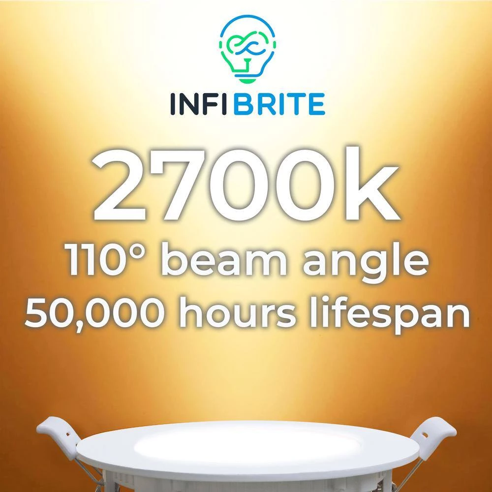 4 in. Canless 2700K Soft White 9W 750 Lumens Thin New Construction Integrated LED Recessed Light Kit Wet Rated (6-Pack) by InfiBrite 8 4 in. Canless 2700K Soft White 9W 750 Lumens Thin New Construction Integrated LED Recessed Light Kit Wet Rated (6-Pack) by InfiBrite - Image 6