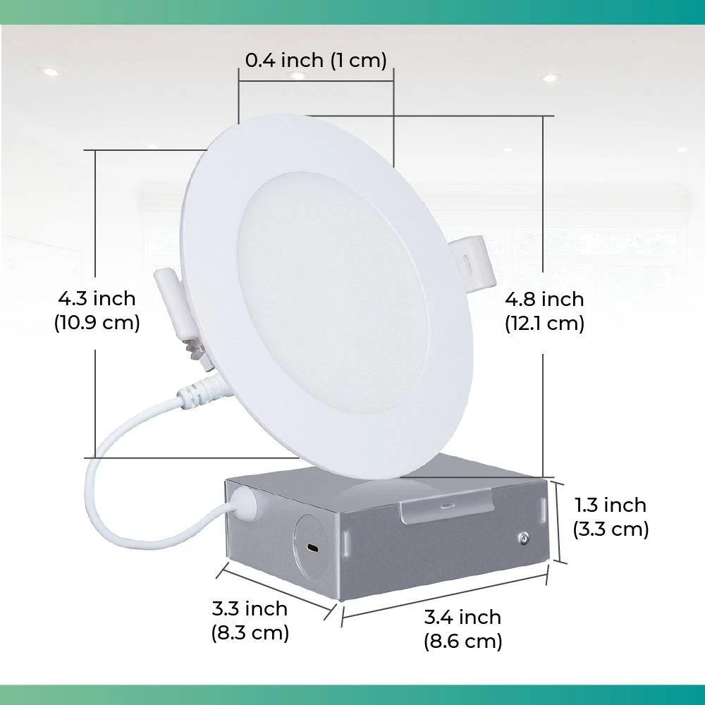 4 in. Canless 4000K Cool White 9W 750 LM Ultra-Thin New Construction Integrated LED Recessed Light Kit, Wet Rated by InfiBrite 10 4 in. Canless 4000K Cool White 9W 750 LM Ultra-Thin New Construction Integrated LED Recessed Light Kit, Wet Rated by InfiBrite - Image 8