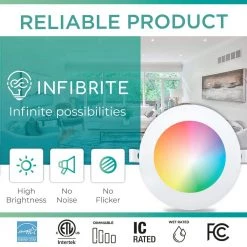 6 In. Wi-Fi Smart Ultra-Thin Recessed Integrated LED 12W 1100 Lumens Dimmable, Works w/Alexa/Google Wet Rated (24-Pack) by InfiBrite -Home Lights Store infibrite recessed lighting kits 002 1 12w hl 24 a0 1000