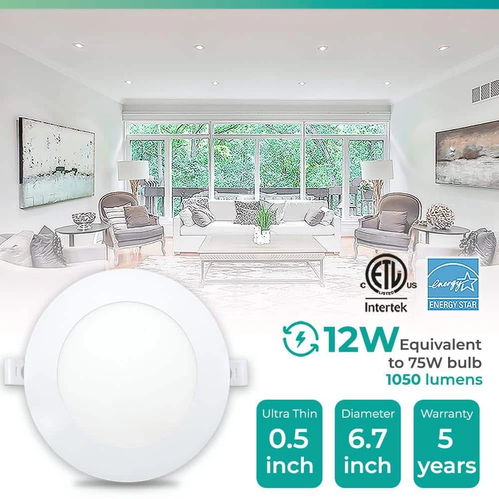6 in. Canless 3000K Warm White 12W 1050LM Thin New Construction Integrated LED Recessed Light Kit, Wet Rated (6 Pack) by InfiBrite 4 6 in. Canless 3000K Warm White 12W 1050LM Thin New Construction Integrated LED Recessed Light Kit, Wet Rated (6 Pack) by InfiBrite - Image 2