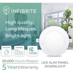 4 in. 3CCT Selectable 9-Watt 750 Lumens Ultra-Thin Integrated LED Light Kit, Flush Mount, Dimmable, Wet Rated (6-Pack) by InfiBrite -Home Lights Store infibrite recessed lighting kits ib 001 7 9w hl 6pk 1d 1000