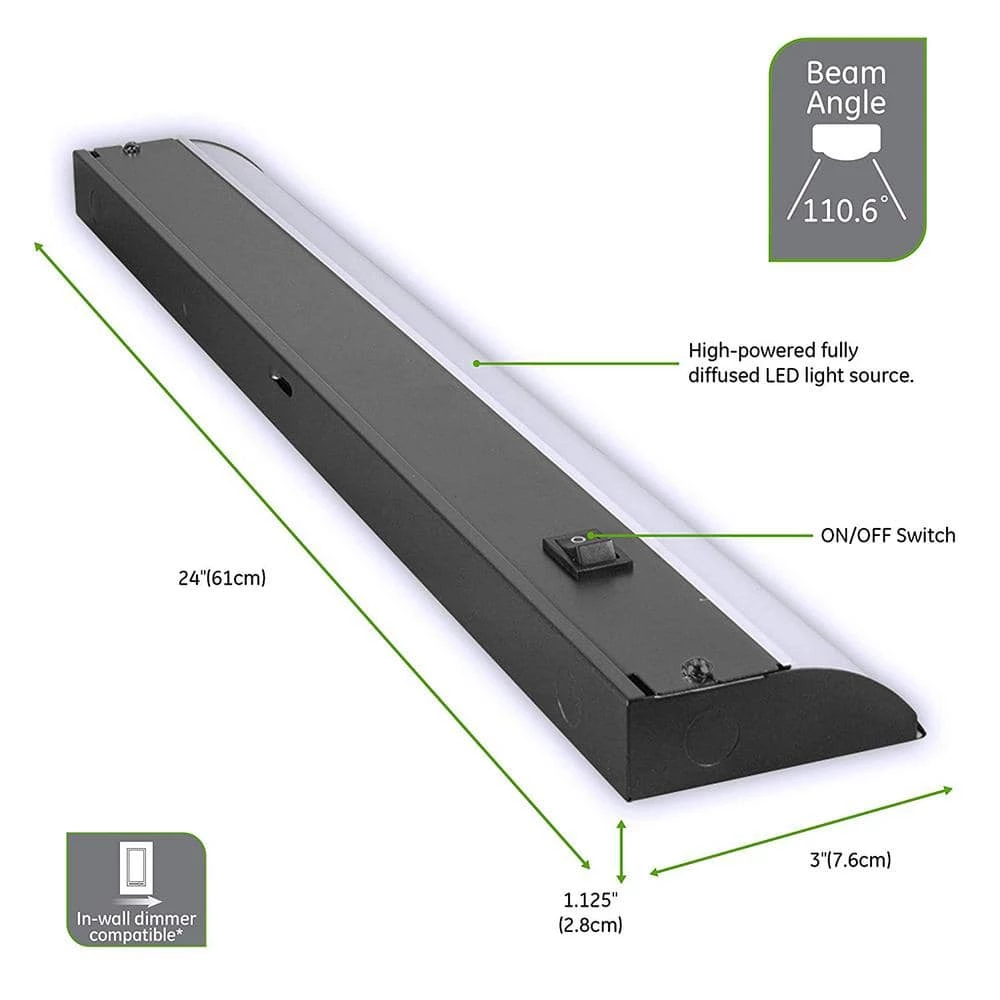 24 in. Premium LED Direct Wire Dimmable Oil-Rubbed Bronze Under Cabinet Light by GE 4 24 in. Premium LED Direct Wire Dimmable Oil-Rubbed Bronze Under Cabinet Light by GE - Image 2