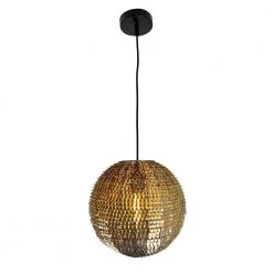 Mactzil 1-Light Satin Brass Globe Pendant by EQLight