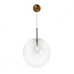 Yumil 1-Light Satin Brass 12 in. Globe Pendant with Clear Glass Shade by EQLight