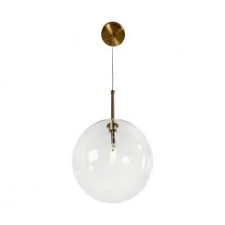 Yumil 1-Light Satin Brass 10 in. Globe Pendant with Clear Glass Shade by EQLight