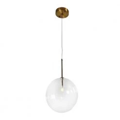 Yumil 1-Light Satin Brass 8 in. Globe Pendant with Clear Glass Shade by EQLight