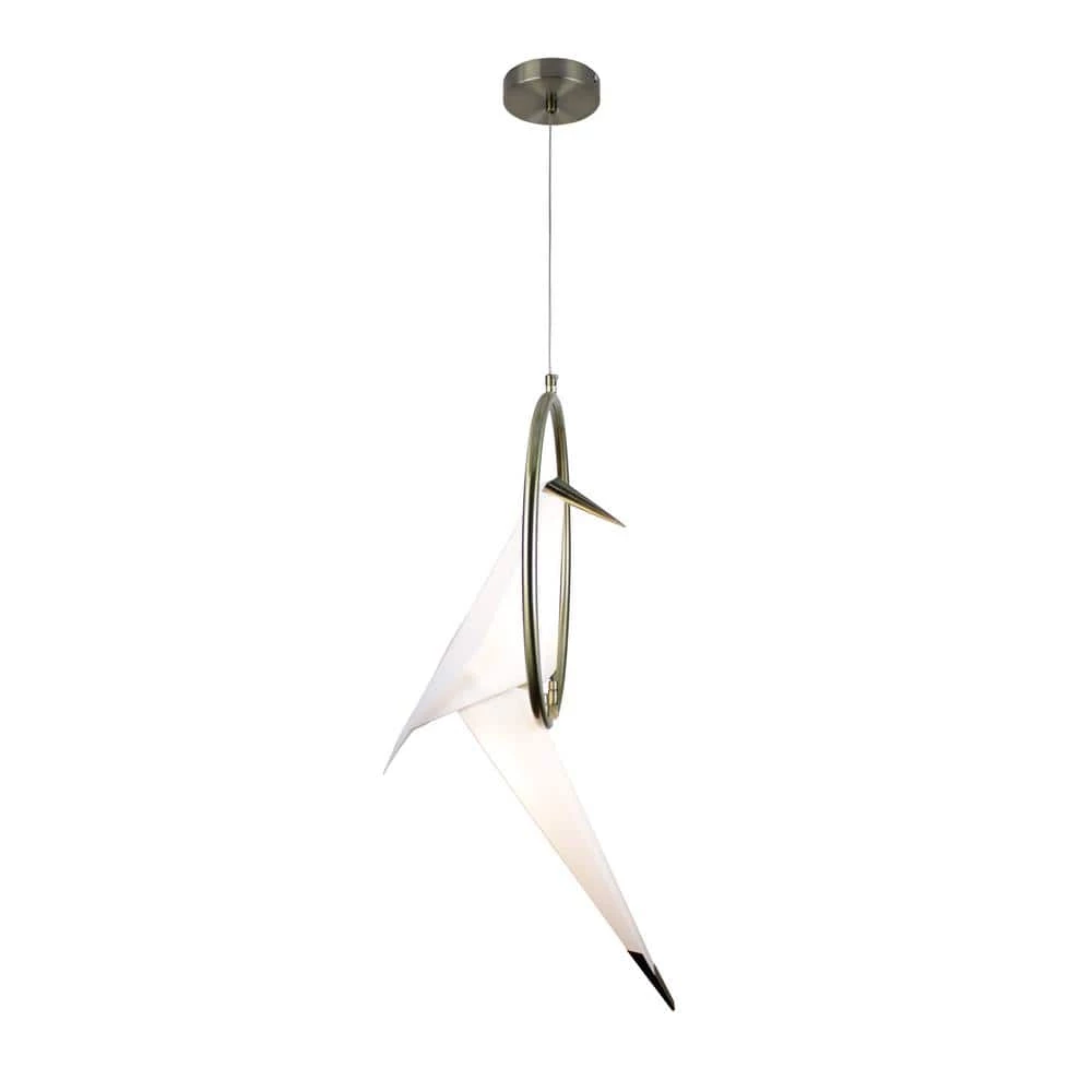 Zeitler 6-Watt Integrated LED Satin Brass Pendant with White Bird Shade by EQLight 4 Zeitler 6-Watt Integrated LED Satin Brass Pendant with White Bird Shade by EQLight - Image 2