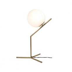 Mid Century 22 in. Satin Brass Table Lamp with Glass Globe by EQLight
