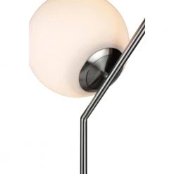 Modern Mid 22 in. Satin Nickel Table Lamp with Glass Globe Shade by EQLight -Home Lights Store satin nickel eqlight table lamps eqmctn03 4f 1000