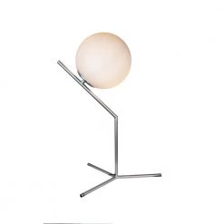 Modern Mid 22 in. Satin Nickel Table Lamp with Glass Globe Shade by EQLight