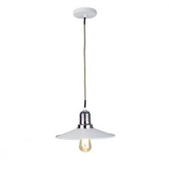 Ixtab Industrial 1-Light White Pendant with Rope Cord by EQLight