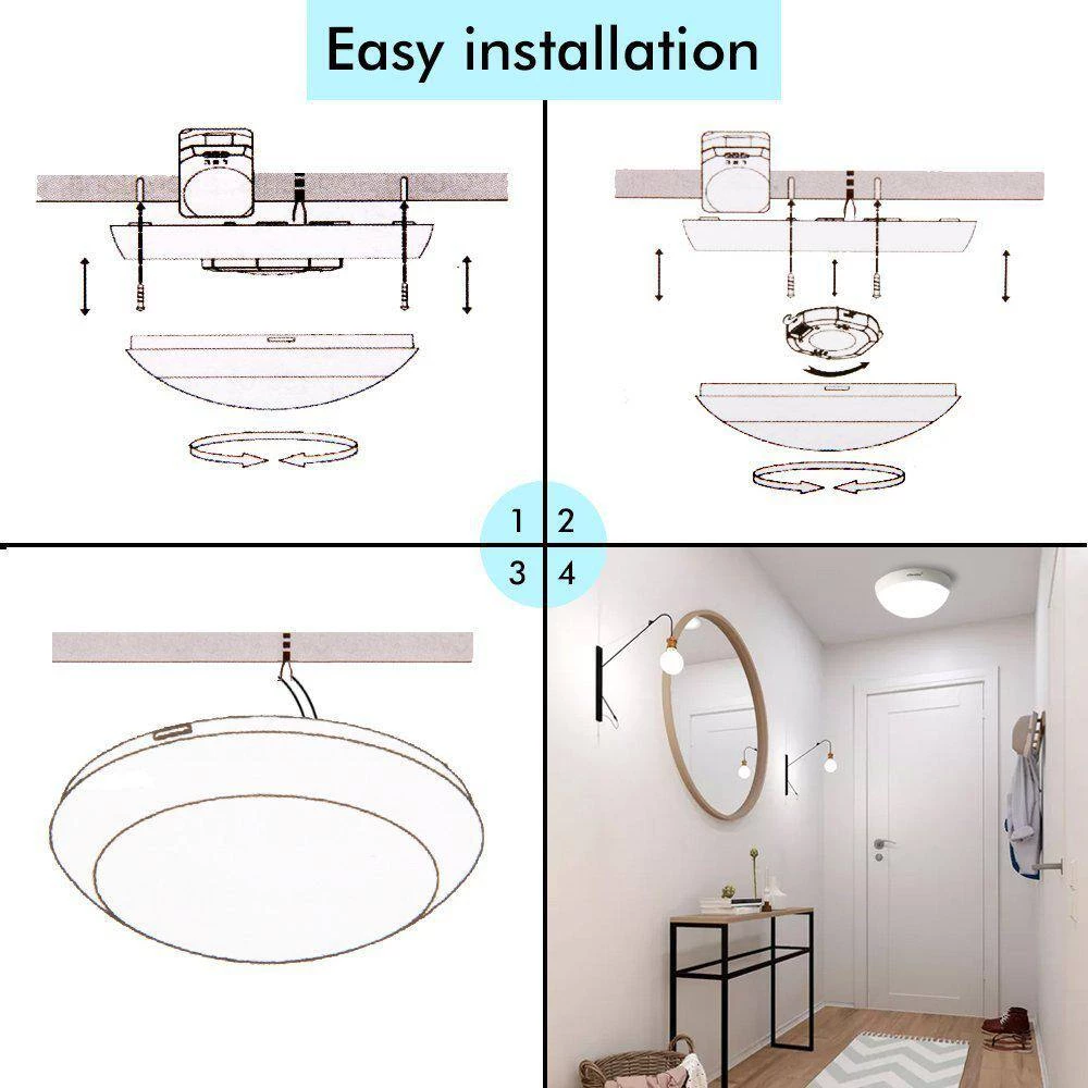 10-Watt White Integrated LED Wall Ceiling Flush Mount with Doppler Sensor Dusk to Dawn Multi-Function Light by eSenLite 9 10-Watt White Integrated LED Wall Ceiling Flush Mount with Doppler Sensor Dusk to Dawn Multi-Function Light by eSenLite - Image 7