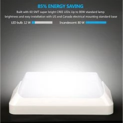 12-Watt Radar-Motion Activated Warm White Integrated LED Wall or Ceiling Surface Mount Flood Light by eSenLite -Home Lights Store white esenlite flush mount lights ee112wmc ww 76 1000