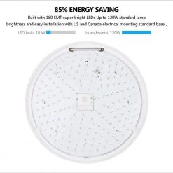 360° Pure White LED Built-In Doppler Motion Sensing Technology Light with Energy Savings and Multi-Smart Features by eSenLite -Home Lights Store white esenlite flush mount lights ee118wmc wp 40 1000