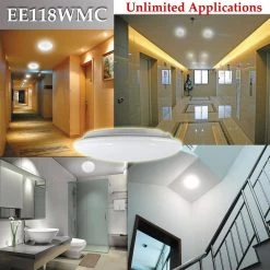 360° Pure White LED Built-In Doppler Motion Sensing Technology Light with Energy Savings and Multi-Smart Features by eSenLite -Home Lights Store white esenlite flush mount lights ee118wmc wp 66 1000