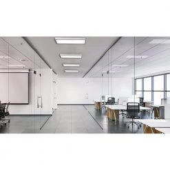 2 ft. x 4 ft. White Commercial 6500 Lumens Backlit Dimmable CCT Color Ceiling Integrated LED Panel Light Troffer(2-Pack) by eSenLite -Home Lights Store white esenlite led panel lights eebptl2450w rc 1f 1000