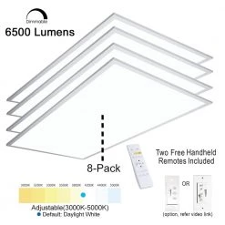 2 ft. x 4 ft. Integrated LED Panel Light Troffer Backlit 6500LM 630W Equivalent White Dim CCT Color Changeable (8-PC) by eSenLite -Home Lights Store white esenlite led panel lights eebptl2450w rc 8 40 1000