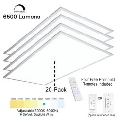 2 ft. x 4 ft. Integrated LED Panel Light Troffer Backlit 6500LM 630W Equivalent White Dim CCT Color Changeable (20-PC) by eSenLite