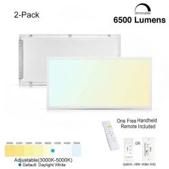 2 ft. x 4 ft. 6500 Lumens Integrated LED Panel Light 3000-5000K Backlit Wireless Dimmable CCT Color Changeable (2-Pack) by eSenLite